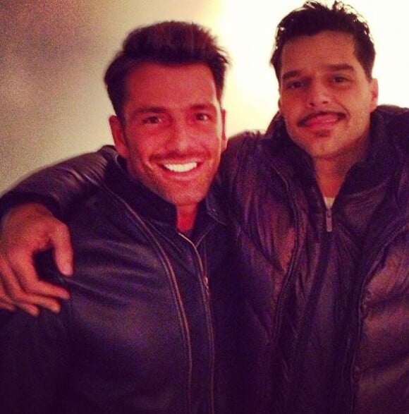Ricky Martin et Federico Diaz, après une représentation de Evita, le 1er novembre 2012, à New York.