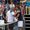 John McEnroe et Henri Leconte lors du tournoi de tennis Optima Open 2013 à Knokke en Belgique le 18 août 2013