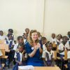 Valérie Trierweiler a visité une école élémentaire de la commune de Rivière Froide, dans la ville de Carrefour, à Haïti, le 6 mai 2014.