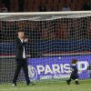Jérémy Ménez et sa fille Maëlla après le match entre le PSG et Rennes, qui fait du club de la capitale le champion de France 2014 malgré la défaite, le 7 mai 2014 au Parc des Princes à Paris