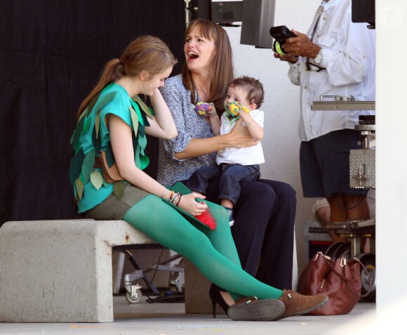 Jennifer Garner et Kerris Dorsey sur le tournage du film "Alexander And The Terrible, Horrible, No Good, Very Bad Day" à Los Angeles, le 20 août 2013.