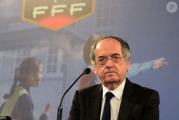 Noël Le Graët lors d'une conférence de presse avant le match entre le Stade Rennais et l'En Avant Guingamp au Stade de France à Saint-Denis, le 3 mai 2014