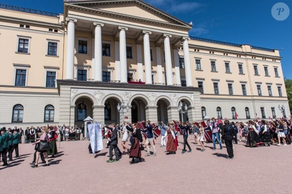 Célébration de la Fête nationale norvégienne le 17 mai 2014 au palais royal, à Oslo