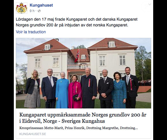 Les couples royal de Suède et de Danemark se sont joints à la famille royale de Norvège pour le bicentenaire de la Constitution à l'occasion de la Fête nationale le 17 mai 2014