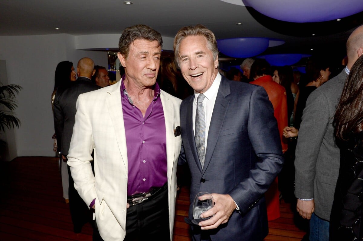 Photo : Sylvester Stallone et Don Johnson - Soirée Vanity Fair Armani à l'Eden Roc au cap d'Antibes le 17 mai 2014 - Purepeople