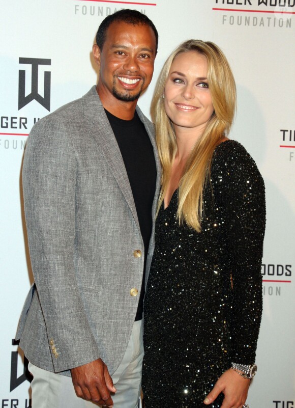 Tiger Woods et Lindsey Vonn, amoureux complices lors du 16e "Tiger Jam at the Mandalay Bay Events" à Las Vegas, le 17 mai 2014 au Mandalay Bay Hotel & Casino