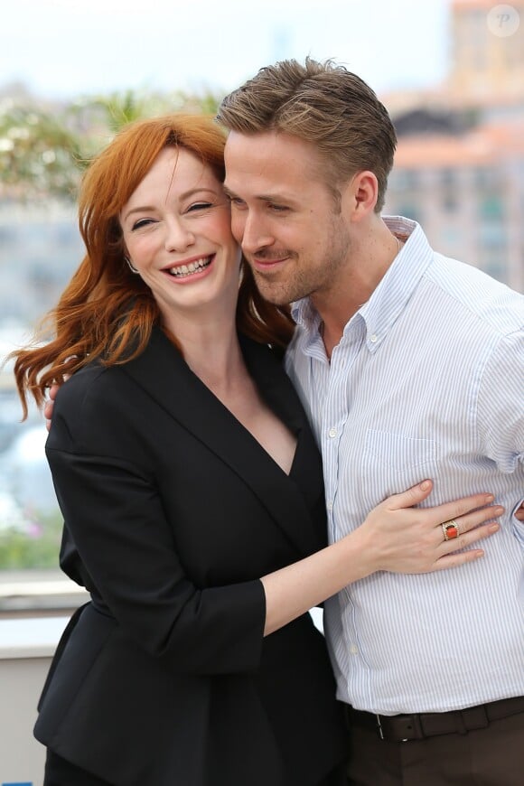 Christina Hendricks et Ryan Gosling - Photocall du film "Lost River" lors du 67e festival international du film de Cannes, le 20 mai 2014.