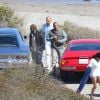 L'équipe de Fast & Furious avec les deux frères de Paul Walker sur le tournage à Malibu, Los Angeles, le 20 mai 2014.