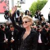 Sharon Stone (56 ans) (portant une robe Emilio Pucci) lors de la montée des marches du film The Search, au cours du Festival de Cannes le 21 mai 2014