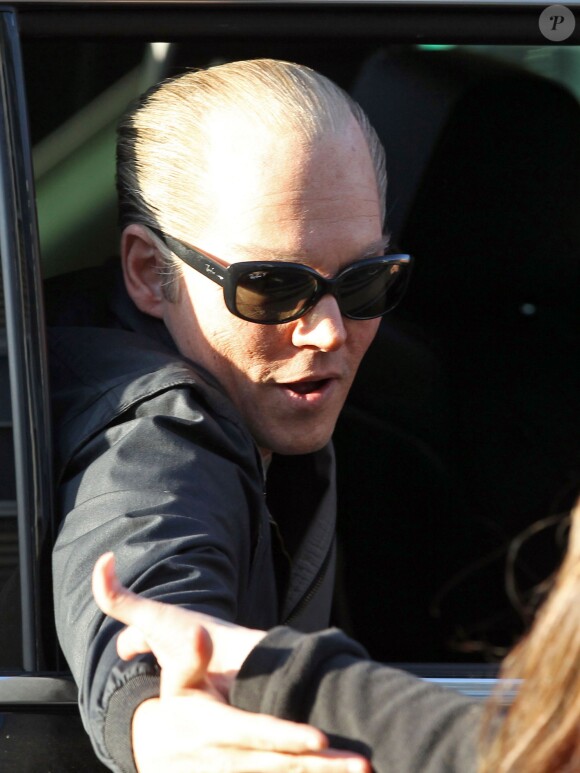 Johnny Depp vieilli sur le tournage du film "Black Mass" à Boston, le 21 mai 2014.
 