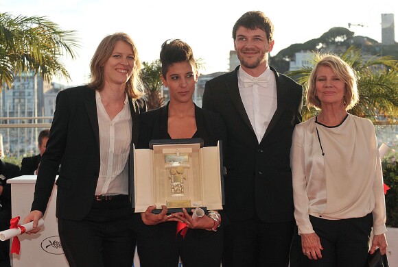 Claire Burger, Marie Amachoukeli, Samuel Theis (Prix Caméra d'Or pour "Party Girl") et Nicole Garcia - Photocall de la remise des prix du 67e Festival du film de Cannes le 24 mai 2014.