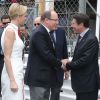 Albert et Charlene de Monaco avec Christian Estrosi le 25 mai 2014 lors du Grand Prix de F1 de Monaco