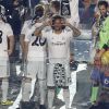 Marcelo fête la victoire en Ligue des champions au stade Bernabeu à Madrid en Espagne le 25 mai 2014. 