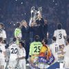 Carlo Ancelotti fête la victoire en Ligue des champions au stade Bernabeu à Madrid en Espagne le 25 mai 2014. 
