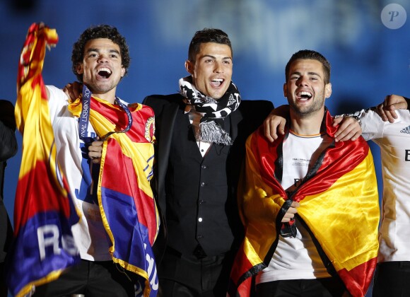 Pepe, Cristiano Ronaldo et Isco - Les joueurs du Real de Madrid célèbrent leur victoire à Madrid en Espagne le 25 mai 2014. 