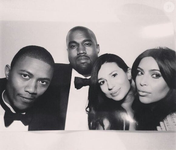 Ibn Jasper, Kanye West, Sarah Gomes et Kim Kardashian lors de la fête de mariage de Kim et Kanye. Florence, le 24 mai 2014.