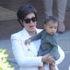 Kris Jenner et sa petite-fille North West quittent l'hôtel Belmond Villa San Michele à Florence. Le 25 mai 2014.