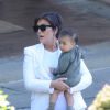 Kris Jenner et North (fille de Kim Kardahian et de Kanye West) - La famille Kardashian quitte l'hôtel "Belmond Villa San Michele" à Florence en Italie au lendemain du mariage de Kim Kardashian avec Kanye West, le 24 mai 2014.