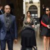 Le clan Kardashian (Kanye West, Kim Kardashian, Kris Jenner et la petite North dans la poussette) quitte son domicile à Paris le 23 mai 2014 pour se rendre à la fête au château de Wideville (propriété de Valentino).