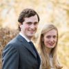 Photo des fiançailles du prince Amedeo de Belgique, fils de la princesse Astrid et du prince Lorenz, et de sa compagne Elisabetta Maria Rosboch von Wolkenstein, célébrées le 16 février 2014 à la résidence Schonenberg, à Bruxelles.