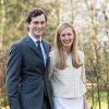 Photo des fiançailles du prince Amedeo de Belgique, fils de la princesse Astrid et du prince Lorenz, et de sa compagne Elisabetta Maria Rosboch von Wolkenstein, célébrées le 16 février 2014 à la résidence Schonenberg, à Bruxelles.