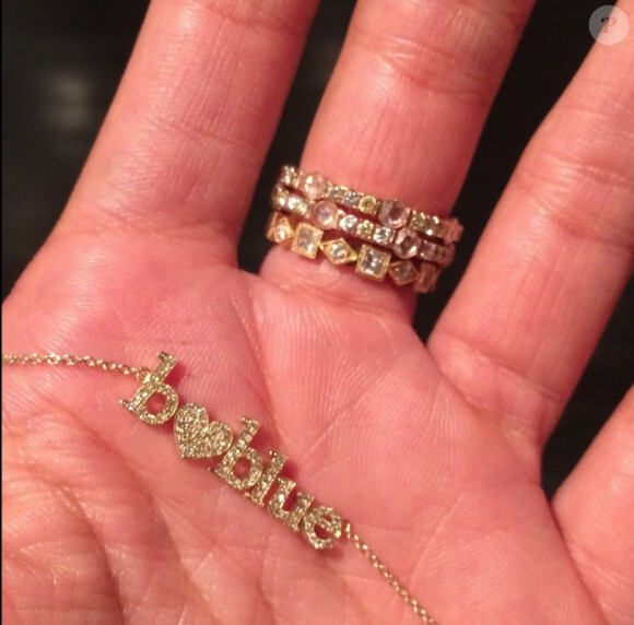 Beyoncé dévoile un bijou hommage à son adorable fillette. Photo révélée sur le site Beyonce.com en mai 2014.