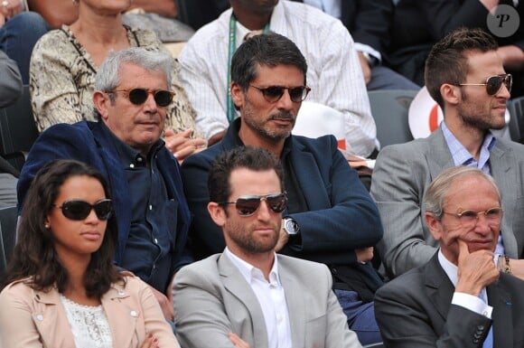 Michel Boujenah, Pascal Elbé et Yohan Cabaye à Roland-Garros à Paris, le 2 juin 2014.