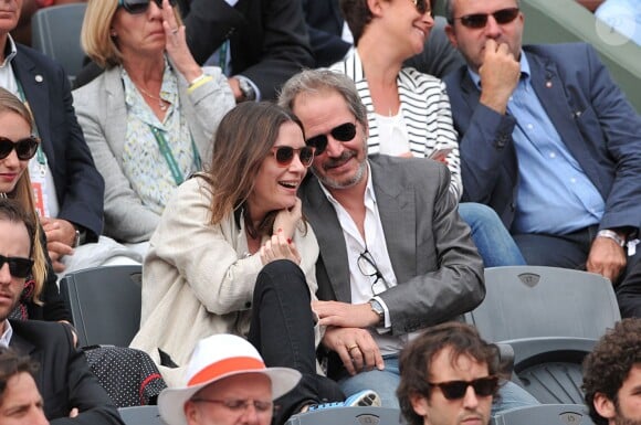 Christopher Thompson et sa femme Géraldine Pailhas à Roland-Garros à Paris, le 2 juin 2014.