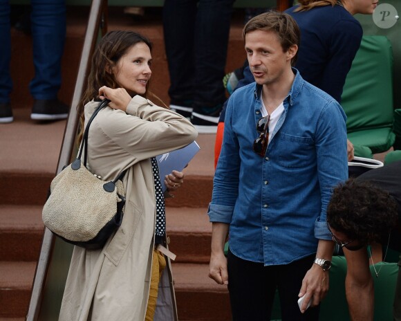 Virginie Ledoyen et Martin Solveig à Roland-Garros à Paris, le 3 juin 2014.