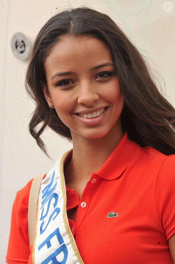 Flora Coquerel, Miss France 2014, au village Roland-Garros à Paris, le 3 juin 2014.
