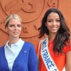Sylvie Tellier et Flora Coquerel, Miss France 2014, au village Roland-Garros à Paris, le 3 juin 2014.