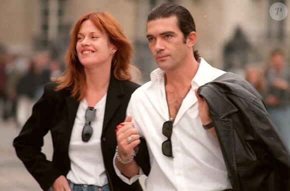 Antonio Banderas et Melanie Griffith à Paris en octobre 1995. 