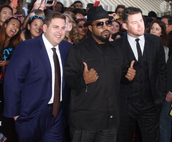 Jonah Hill, Ice Cube, Channing Tatum lors de la première de 22 Jump Street au Regency Village Theatre à Westwood, Los Angeles, le 10 juin 2014.
