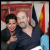 Photo souvenir pour Rachida Dati et l'acteur Javier Cámara - Soirée d'ouverture du 13e Festival Le 7e art dans le 7e dans la cour du lycée Victor Duruy, rue de Babylone à Paris, le 10 juin 2014.