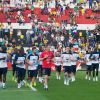 L'équipe de France lors de son entraînement à Ribeirao Preto le 10 juin 2014 devant des milliers de spectateurs