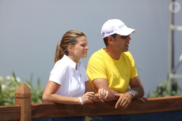 Athina Onassis et son mari Alvaro de Miranda le 12 juin 2014 au Jumping International de Cannes. Le soir venu, ils finiront respectivement 15e et 14e d'un même concours.