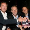 Christophe Dechavanne, Laurent Ruquier, Marc-Olivier Fogiel - Soirée de lancement du livre "Radiographie" de Laurent Ruquier au Buddha-Bar à Paris, le 16 juin 2014.