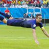 Robin van Persie marque contre l'Espagne le 13 juin 2014 à Salvador au Brésil.