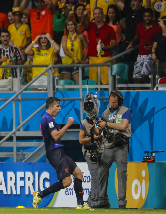 Robin van Persie contre l'Espagne le 13 juin 2014 à Salvador au Brésil.