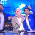 Cyril Hanouna, Jamel Debbouze et Michaël Youn s'incrustent sur le plateau d'i-Télé avec Pascal Praud le mercredi 25 juin (dans le cadre de Touche pas à mon poste).