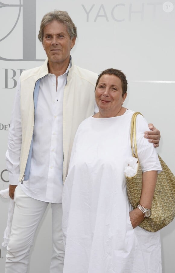 Dominique Desseigne et Nicole Rubi lors de la 4ème édition du "Brunch Blanc" sur le bateau Le Paquebot à Paris, le 29 juin 2014.