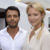 Virginie Efira et son compagnon Mabrouk El Mechri lors de la 4ème édition du "Brunch Blanc" sur le bateau Le Paquebot à Paris, le 29 juin 2014.