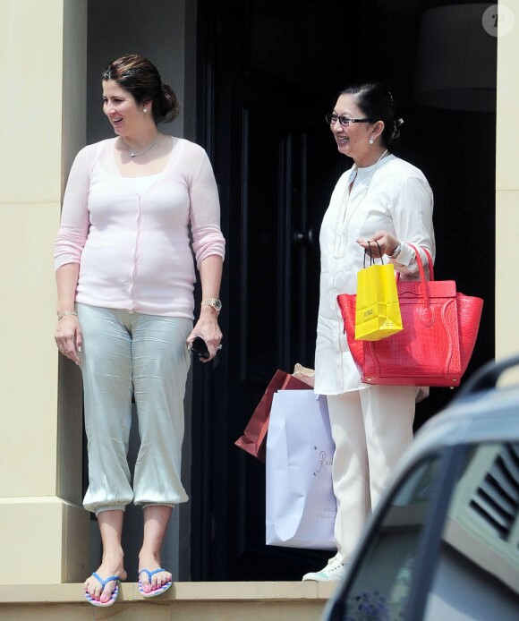 Mirka Federer, l'épouse de Roger Federer, le 1er juillet 2014 à Londres avant de se rendre à Wimbledon pour applaudir son homme