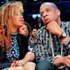 Beyoncé Knowles et Jay Z assitent au match des Nets contre Les Rockets de Houston au Barclays Center à New York le 1er avril 2014.