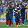 Eliaquim Hans Mangala, Mamadou Sakho, Paul Pogba, Hugo Lloris - Tristesse de l'équipe de France suite à leur élimination du Mondial à Rio de Janeiro au Brésil le 4 juillet 2014.