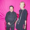Azzedine Alaïa et Carla Sozzani - People au défilé de mode, collection Haute-Couture automne-hiver 2014/2015 "Schiaparelli" à l'hôtel d'Evreux à Paris. Le 7 juillet 2014