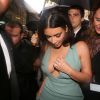 Kim Kardashian arrive à l'hôtel Salomon de Rothschild pour assister au défilé Valentino haute couture automne-hiver 2014-2015. Paris, le 9 juillet 2014.