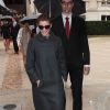Clotilde Courau arrive à l'hôtel Salomon de Rothschild pour assister au défilé Valentino haute couture automne-hiver 2014-2015. Paris, le 9 juillet 2014.