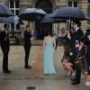 Kim Kardashian quitte l'hôtel Salomon de Rothschild à l'issue du défilé Valentino haute couture automne-hiver 2014-2015. Paris, le 9 juillet 2014.