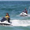 Mario Balotelli et sa fiancée Fanny Neguesha se sont offert un tour en jet-ski à Miami le 11 juillet 2014